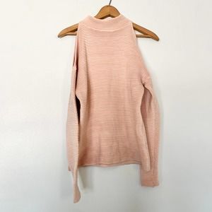 Blush Peep Shoulder Ribbed Sweater Bar III